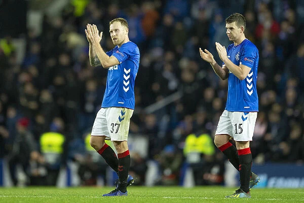 Rangers Football Club: Scott Arfield and Jon Flanagan Salute Ibrox Fans after Europa League Battle vs Villarreal