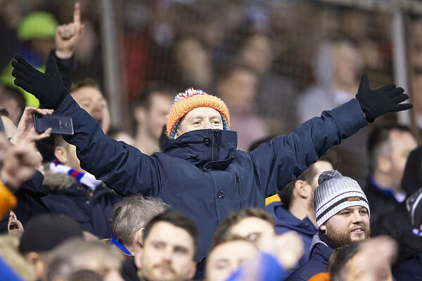 Rangers Football Club: A Sea of Passionate Blue and White at Pittodrie Stadium - Scottish Premiership 2023 Champions