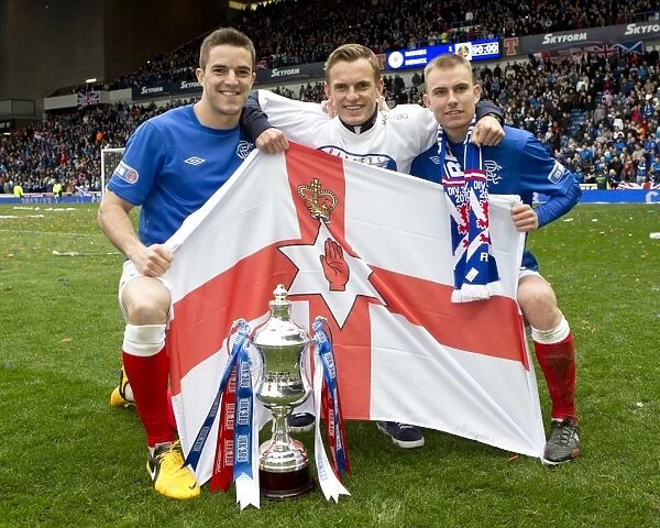 Rangers Football Club: Triumphant Three - Andy Little, Dean Shiels, and Andy Mitchell with the Third Division Trophy