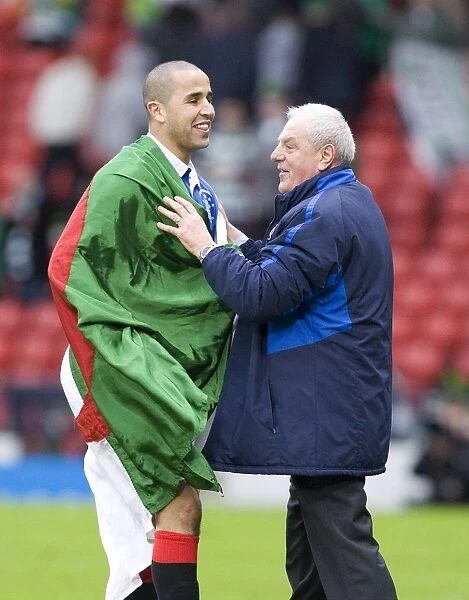Rangers Football Club: Walter Smith and Madjid Bougherra Celebrate Co-operative Cup Victory over Celtic at Hampden Stadium (2011)