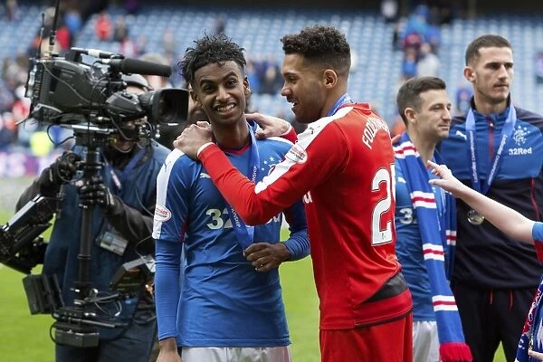 Rangers Football Club: Zelalem and Foderingham Celebrate Championship Victory at Ibrox Stadium