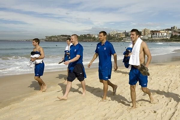 Rangers Footballers Relax at Bondi Beach during Sydney Festival of Football 2010 (Exclusive: Shinnie, Grant, McCulloch, and Little)