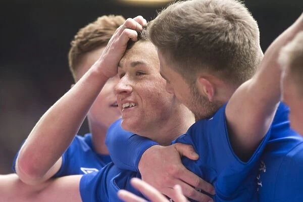 Rangers: Fraser Aird and Kyle Hutton's Jubilant Moment as They Celebrate Goal in 1-0 Victory over Berwick Rangers at Ibrox Stadium