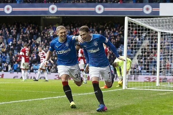Rangers Garner and Waghorn: Unstoppable Duo Celebrates Scottish Cup Quarterfinal Goal at Ibrox