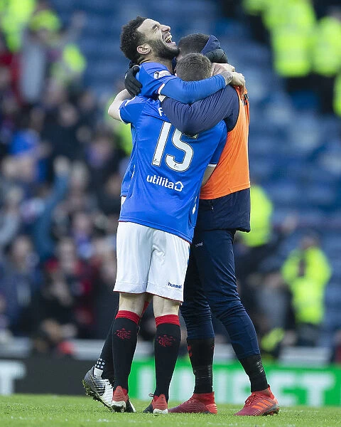 Rangers Glory: Connor Goldson Celebrates Full-Time Victory Over Celtic at Ibrox (Scottish Premiership, 2003 Scottish Cup Win)