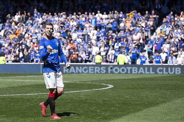 Rangers Glory: Jon Flanagan's Celebration at Ibrox Stadium - Scottish Premiership Clash Against Celtic (Scottish Cup Winning Moment)