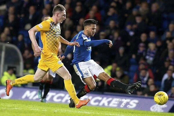 Rangers Harry Forrester Goes for Glory: A Shot at Ibrox Stadium during the Ladbrokes Championship Match vs Greenock Morton