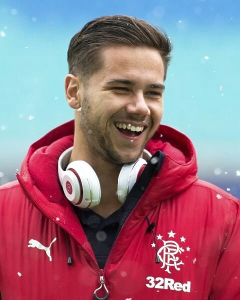 Rangers Harry Forrester Scouting Red Bull Arena Pitch Before RB Leipzig Friendly