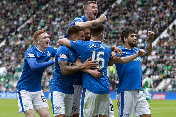 Rangers Jason Holt Scores and Celebrates: A Thrilling Goal in the Ladbrokes Premiership at Easter Road