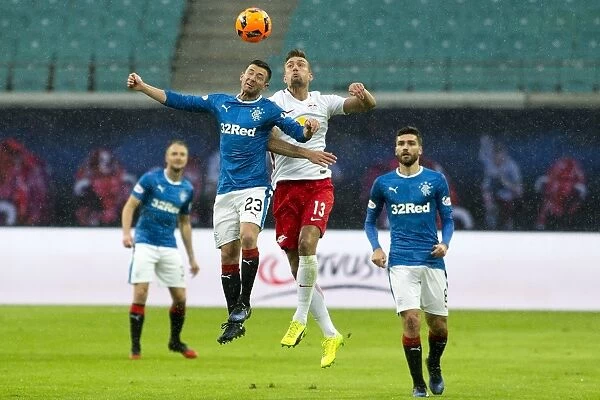 Rangers Jason Holt vs. RB Leipzig's Stefen Ilsanker: A Leap of Determination in the Friendly Clash at Red Bull Arena