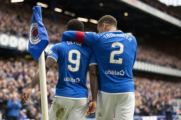 Rangers Jermain Defoe and James Tavernier Celebrate Double Strike: 5-0 Victory over Hamilton Academical (Scottish Premiership, Ibrox Stadium)