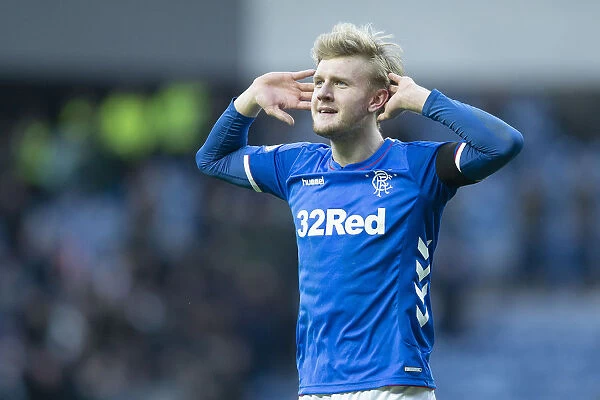 Rangers Joe Worrall celebrates at the end of the Scottish Premiership match at Ibrox, Glasgow