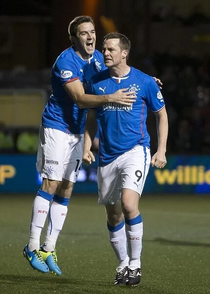 Rangers Jon Daly: Celebrating the Winning Goal in the Ramsden Cup Semi-Final Against Stenhousemuir at Ochilview Park