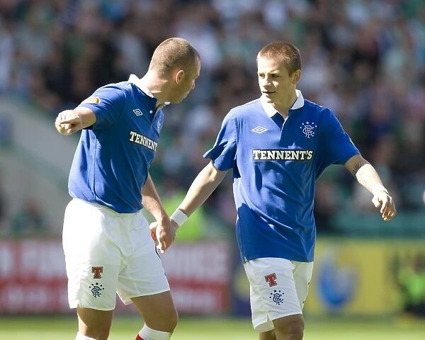 Rangers Kenny Miller and Vladimir Weiss: Celebrating a 3-0 Victory Over Hibernian