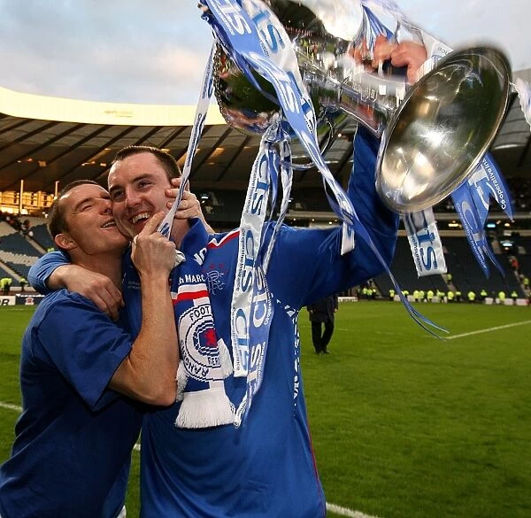 Rangers: Kris Boyd and Barry Ferguson Celebrate CIS Insurance Cup Victory over Dundee United (2008)