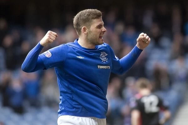 Rangers Kyle Hutton's Exultant Moment: 2-0 Goal Against Clyde at Ibrox Stadium