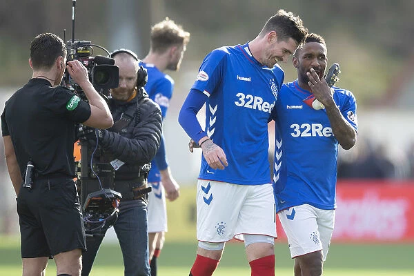 Rangers Kyle Lafferty and Jermain Defoe Share a Laugh: Scottish Premiership Match vs. Hamilton Academical