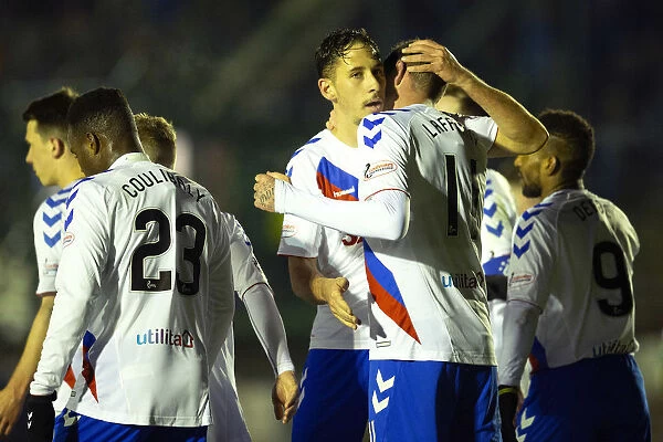 Rangers Kyle Lafferty and Teammates Celebrate Goal in Scottish Cup Fourth Round against Cowdenbeath
