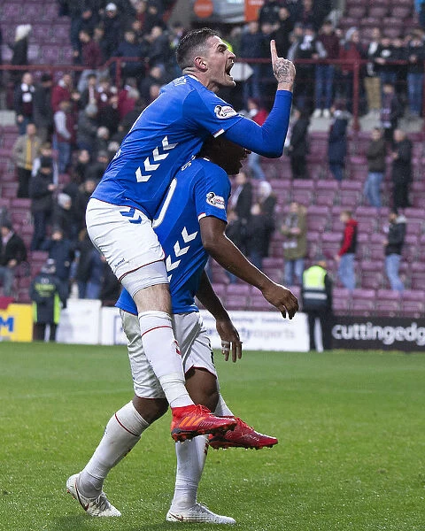 Rangers Lafferty and Morelos Celebrate Hearts Victory: Scottish Premiership at Tynecastle