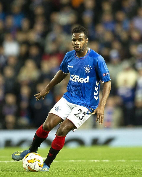 Rangers Lassana Coulibaly in Action: Europa League Clash against Rapid Vienna at Ibrox Stadium