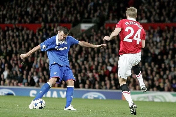 Rangers Lee McCulloch Targets the Net: Manchester United vs Rangers, UEFA Champions League, Group C, Old Trafford (0-0)