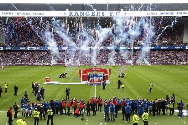 Rangers Lee Wallace Celebrates Championship Triumph with Ladbrokes Trophy Lift at Ibrox Stadium