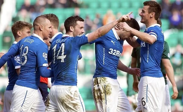 Rangers: Lee Wallace and Teammates Celebrate Goal in Scottish Championship Win at Easter Road (Scottish Cup 2003)