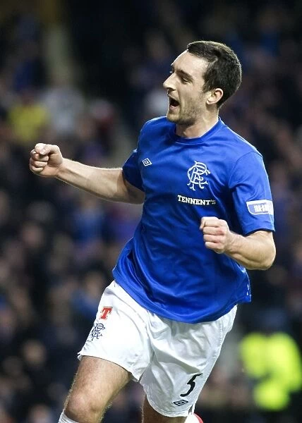 Rangers Lee Wallace's Triumphant Goal Celebration: Rangers 3-0 Clyde in Scottish Third Division at Ibrox Stadium