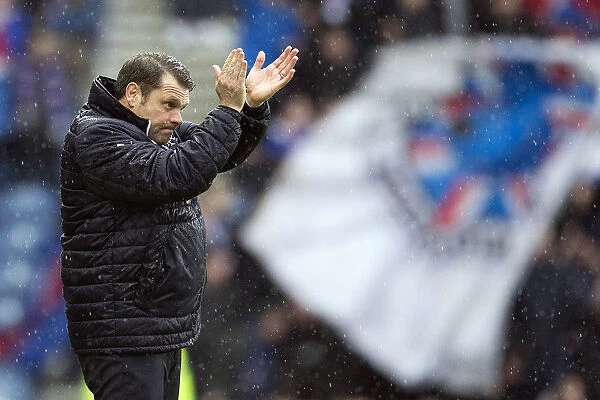 Rangers Manager Graeme Murty Celebrates with Players at Ibrox Stadium
