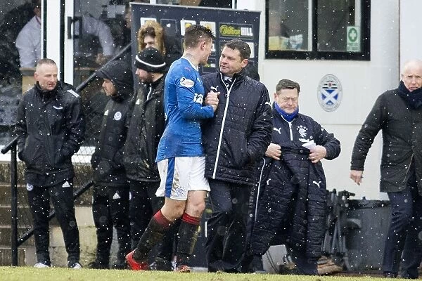Rangers Manager Graeme Murty Comforts Substituted Josh Windass After Scottish Cup Match
