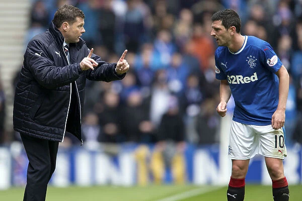 Rangers Manager Graeme Murty Consults with Graham Dorrans at Ibrox Stadium (Scottish Cup Champions 2003)