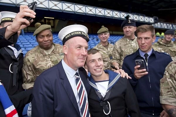 Rangers Manager Mark Warburton Pays Tribute to Armed Forces Before Rangers vs Ross County at Ibrox Stadium