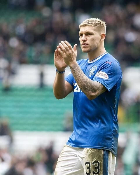 Rangers Martyn Waghorn Honors Fans with Appreciative Gesture at Celtic Park (Ladbrokes Premiership)