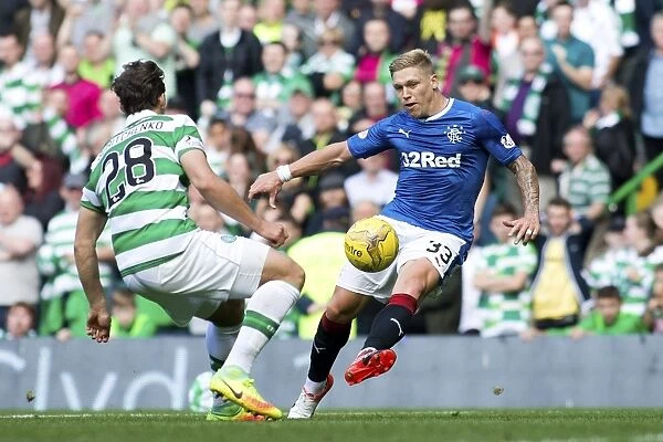 Rangers Martyn Waghorn Tries for Glory: Thrilling Goal Attempt vs. Celtic in Ladbrokes Premiership