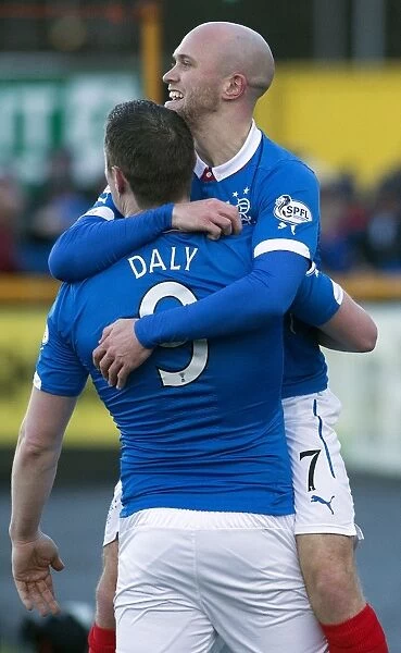 Rangers Nicky Law and Jon Daly: A Goal Celebration to Remember in the SPFL Championship at Indirivalli Stadium