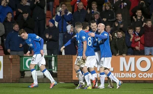 Rangers: Nicky Law's Thrilling Goal Secures Scottish League One Victory over Dunfermline Athletic - Celebrating with Team Mates as Champions (2003)