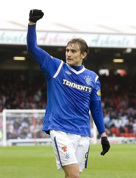 Rangers Nikica Jelavic: Exulting in a 1-2 Victory over Aberdeen in the Scottish Premier League
