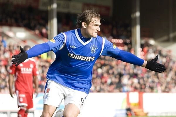 Rangers Nikica Jelavic: Exulting in His Goal (Aberdeen 1-2 Rangers, Clydesdale Bank Scottish Premier League, Pittodrie Stadium)