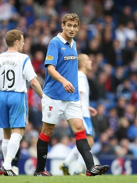 Rangers Nikica Jelavic Scores the Dramatic Winner Against St. Johnstone in the Scottish Premier League at Ibrox