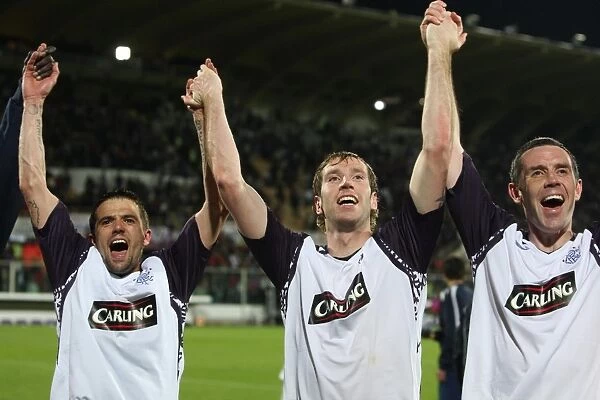 Rangers Penalty Heroes: Novo, Broadfoot, and Weir Celebrate UEFA Cup Semi-Final Victory over Fiorentina