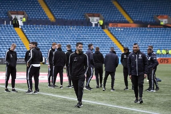 Rangers Players Assessing Rugby Park Pitch Before Kilmarnock Clash in Ladbrokes Premiership