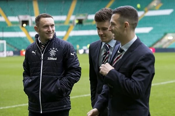 Rangers Players Lee Hodson, Declan John, and Jason Holt Prepare for Kick-off at Celtic Park