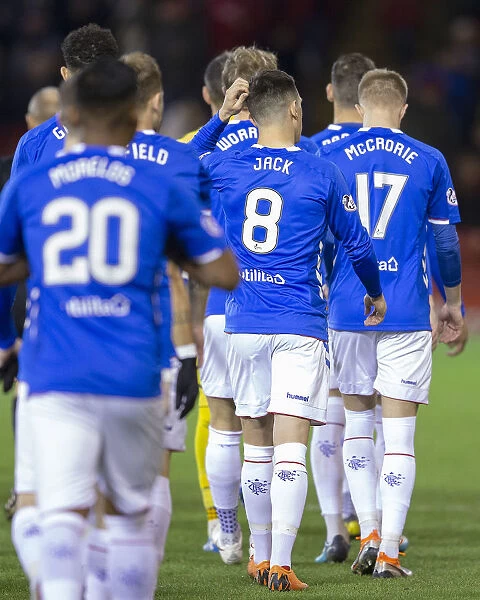 Rangers Players Walk Out at Pittodrie Stadium before Aberdeen Clash