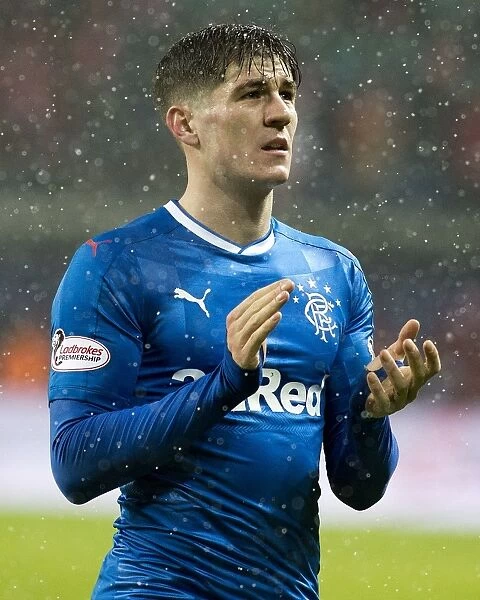 Rangers Rob Kiernan Salutes Supporters at Red Bull Arena during RB Leipzig Friendly
