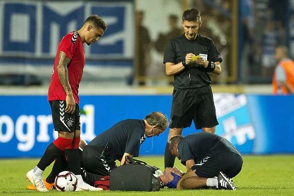 Rangers Ryan Jack Receives On-Field Medical Attention for Head Injury During Europa League Clash at Stadion Gradski