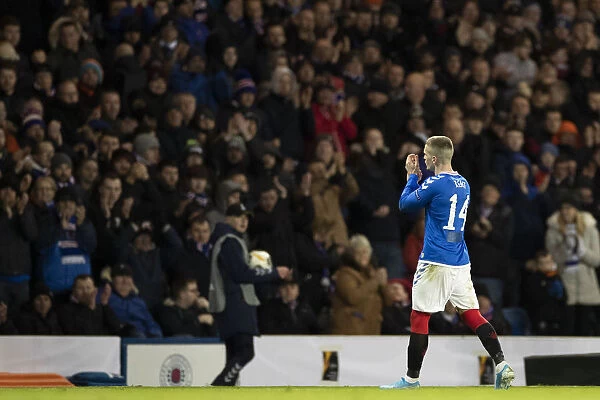 Rangers Ryan Kent Celebrates with Fans: 2-0 Win over FC Porto in Europa League at Ibrox Stadium