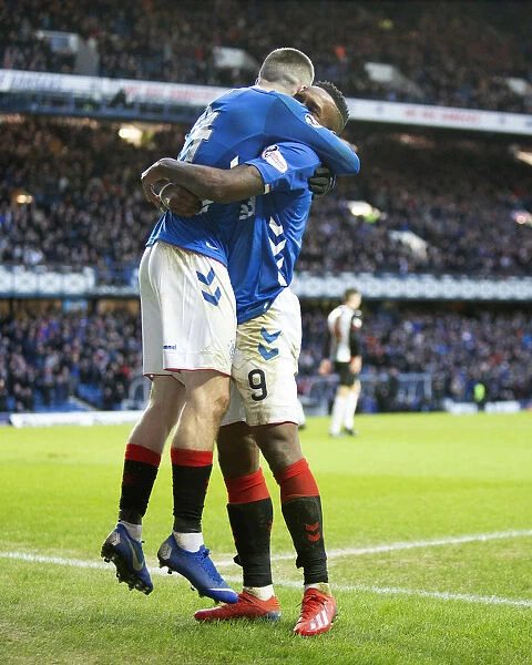 Rangers Ryan Kent and Jermain Defoe Celebrate Goal: Rangers vs St Mirren, Scottish Premiership, Ibrox Stadium