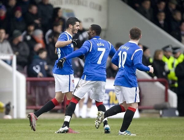 Rangers Salim Kerkar and Maurice Edu in Triumph: 4-0 Scottish Cup Goal Celebration vs Arbroath