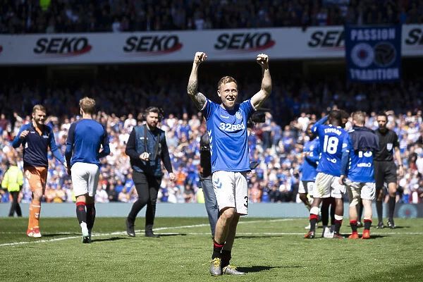 Rangers Scott Arfield Celebrates Scottish Premiership Victory over Celtic at Ibrox Stadium