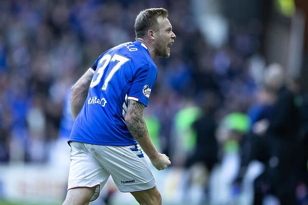 Rangers Scott Arfield: Thrilling Goal Celebration as Rangers Secure Scottish Premiership Victory at Ibrox (Scottish Cup Champions 2003)